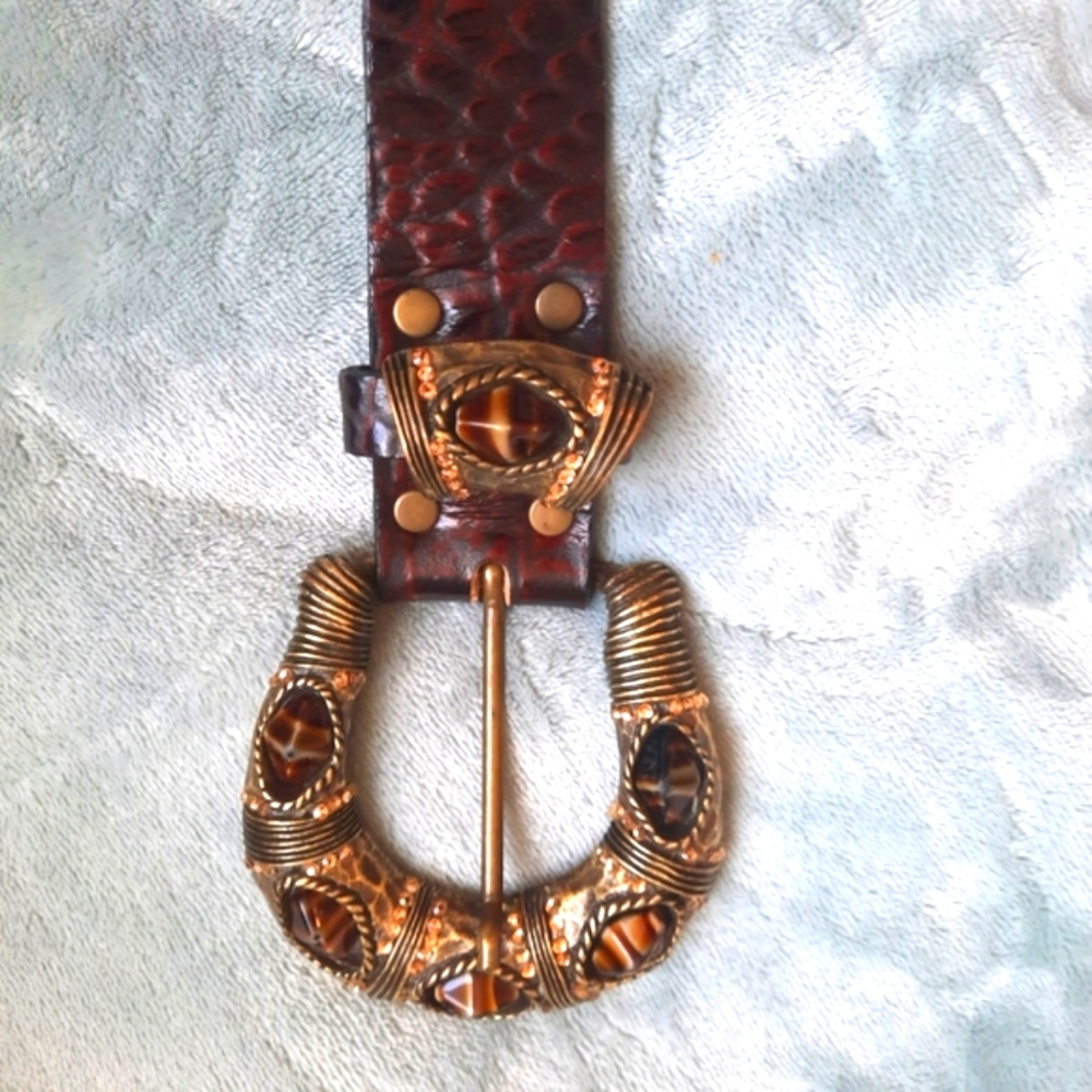 Women's Cowgirl RHINESTONE Belt*BRASS GEMSTONE Buckle by Leatherock